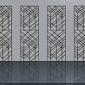 Hinged Doors with Geometric Patterns and Color Gradient from Light to Dark on Gray Background 3d model