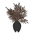 Black Ceramic Vase With Brown Dried Flowers For Stylish Indoor Decorative