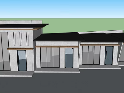 Modern Sales Office Building with Large Glass Windows Flat Roof and Sleek Exterior Design 3d model