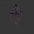 Wooden Frame Outdoor Gazebo Furniture With Purple Patterned Canopy Design