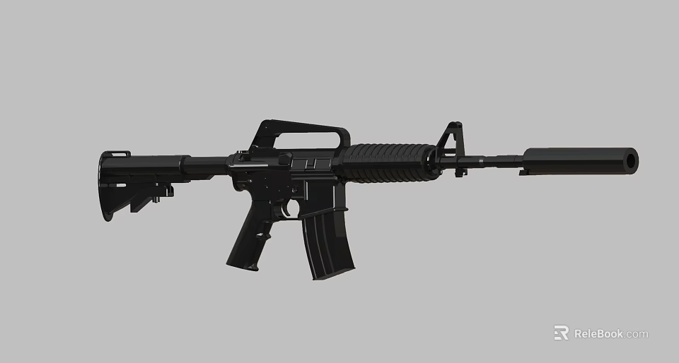 Tactical Black Modern Assault Rifle With Magazine Barrel And Grip Design 3d model 