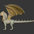 Colorful Dragon Character With Green Body Yellow Purple Wings And Mythical Creature Design