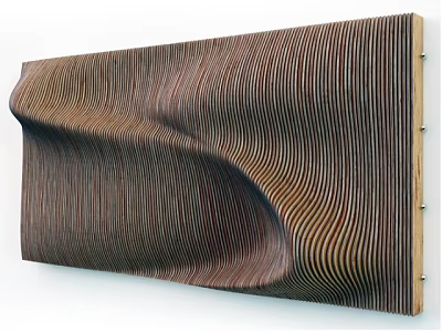 Decorative Wall with Wavy Wooden Striped Texture and Brown Tones Design 3d model
