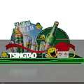 Tsingtao Beer Promotion Display With Bottles Cans And New Launch Elements 3d model