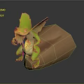Green Mythical Winged Creature Sitting On Brown Rock With Yellow Details And Red Chest Pattern