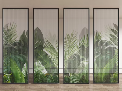 Modern Art Glass Partition Art Glass Moving Door Glass Partition Frosted Glass Modern Moving Door Glass Plant Glass Sticker Modern Glass Moving Door 3d model