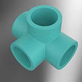 Light Green Plastic Pipe Fitting With Cross Shaped Four Way Design And Durable Structure 3d model
