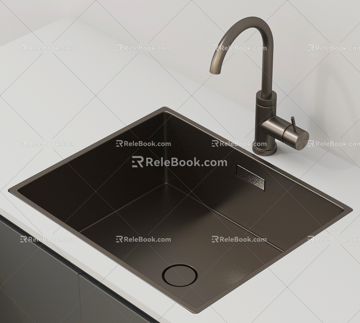 modern sink kitchen sink dish basin 3d model