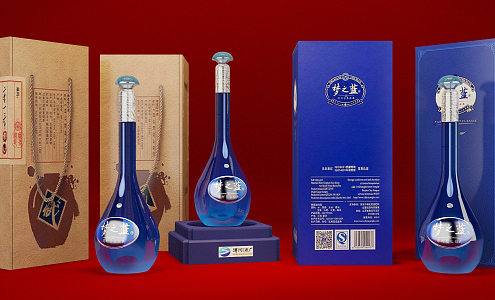 Modern Wine Dream Blue Wine & Packaging 3d model