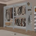 White Metal Clothing Storage Rack with Hanging Clothes and Multiple Hooks for Bags Hats