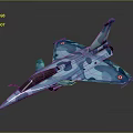 Blue Camouflage Fighter Jet Model Showcasing Aerospace Engineering Design