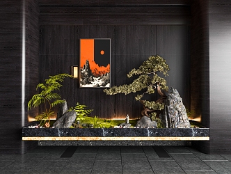 Indoor new Chinese landscape sketch 3d model