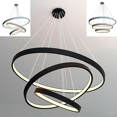 Modern Contemporary Chandelier With Multiple Circular Rings And Illuminated Sleek Design 3d model