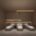 Modern SPA Sauna Room With Comfortable Lounge Chairs Side Tables And Warm Lighting
