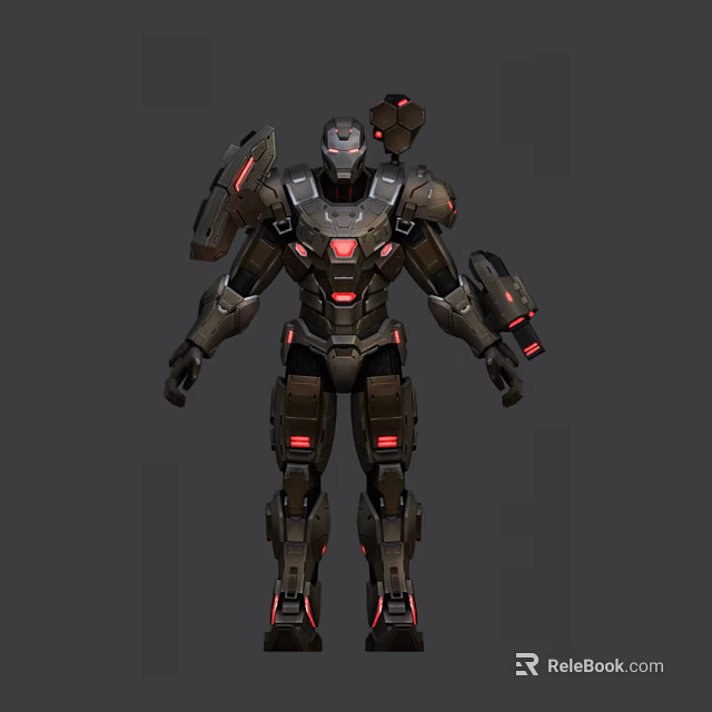 Intelligent Robot With Advanced Metallic Armor And Red Glowing Elements In Futuristic Design 3d model