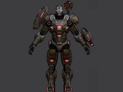 Intelligent Robot With Advanced Metallic Armor And Red Glowing Elements In Futuristic Design 3d model
