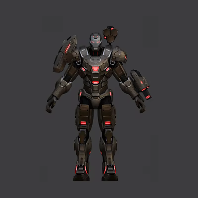 Intelligent Robot With Advanced Metallic Armor And Red Glowing Elements In Futuristic Design 3d model