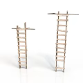 Two Wooden Ladders With Different Heights For Display On White Background 3d model