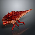 Fierce Red Spiked Reptile Creature Featuring Sharp Teeth Clawed Legs And Textured Scales 3d model