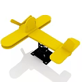 Yellow Building Block Airplane With Propeller Wings Tail And Base 3d model