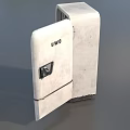 Vintage White Freezer With Open Door Showing Interior Wire Shelves And Storage