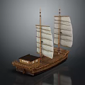 Ancient Wooden Sailing Ship Model With Two Masts And White Sails For Water Transportation