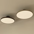Two Modern Round Ceiling Lights With White Shade And Black Base Design 3d model