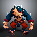 Fierce Game and Movie Character With Spiked Back Blue Body Red Pants And Purple Claws