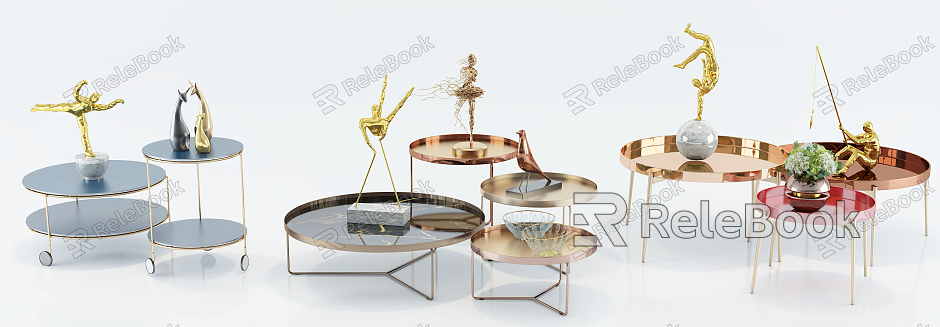 Modern Round Table Fashion Simple Metal Glass Coffee Table Side Table Decorations Ornaments Combination model