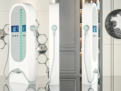 Modern Public Facility For Electric Vehicle Charging With Digital Screen And Port 3d model