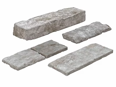 Rustic Stone And Wood Slabs In Various Shapes For Interior Design 3d model