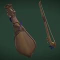 Vintage Wooden String Instruments With Decorative Metal Parts And Blue Accents