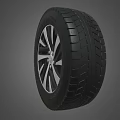 Car Tire with Alloy Wheel Rim Modern Spoke Design and Black Rubber Tread