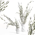 White Vase With Fresh Olive Branches For Home Interior Decoration