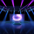 Amusement Equipment Stage With Purple Blue Lights LED Screen And Steps Structure
