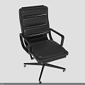 Black Leather Office Chair With Armrests Swivel Base And Rolling Wheels