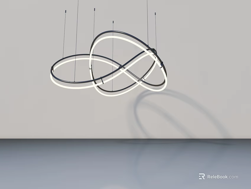 Modern Swing Door With Circular Chandelier Shadow On White Background 3d model