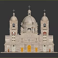 Detailed Classical Architectural Model Featuring Dome And Towers On White Base With Intricate Decorations