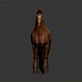 Low Poly Horse 3D Model With Orange And Brown Geometric Design 3d model
