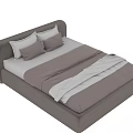 Modern Light Gray Upholstered Double Bed With Soft Headboard And Bedding