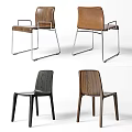 Sleek Leisure Chair Collection With Wooden Leather Seats Brown Black Tones And Metal Frames