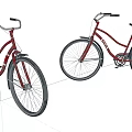 Two Red Classic Bicycles With Vintage Frames And Black Seats