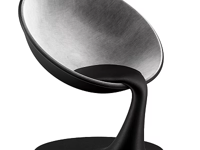 Modern Stylish Leisure Chair With Silver Metal Shell And Curved Black Base 3d model
