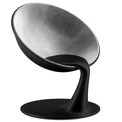 Modern Stylish Leisure Chair With Silver Metal Shell And Curved Black Base 3d model
