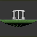Round White Building Structure With Columns On Green Grass Base