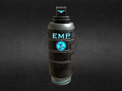Black Cylindrical EMP Weapon Design With Glowing Blue Tactical Military Device 3d model