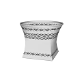 Woven Flower Pot With White Body And Black Geometric Patterns