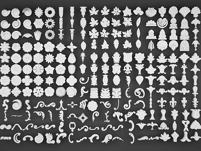 Assorted Decorative Carving Design Elements With Various Ornate Patterns And Styles 3d model