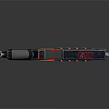 Futuristic Sci Fi Weapon With Metallic Design Red Accents And Mechanical Structure