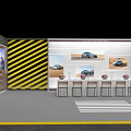 Luxury Car Exhibition Booth With Large Screen Display And Interactive Stands 3d model